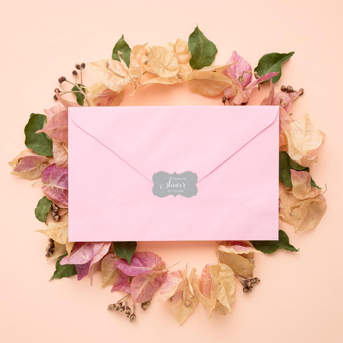 Andaz Press Baby and Bridal Wedding Shower Fancy Frame Label Stickers  from My Shower to Yours  Gray  36-Pack